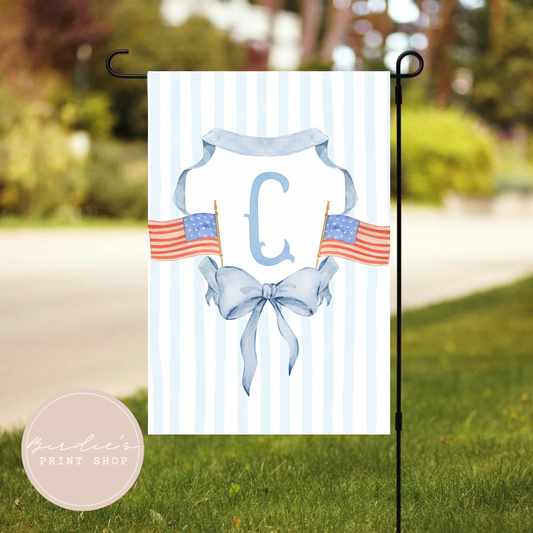 Ribbon Crest Patriotic Garden Flag